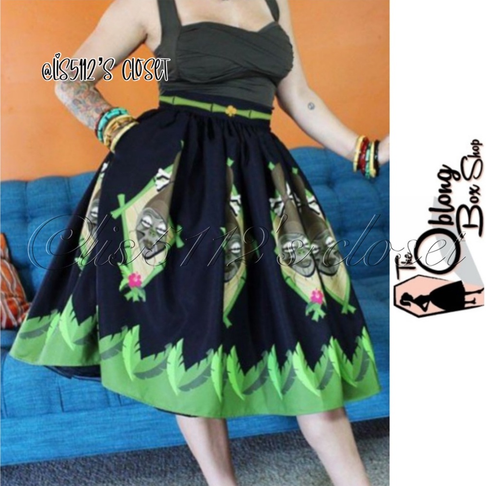 Denialle Von Fitch x The Oblong Box Shop Shrunken Heads Tiki Pinup Skirt XL